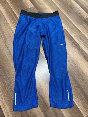 Nike Dri-FIT Just Do It Blue Printed Running Pants Medium